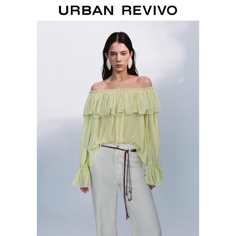 UR 2025 Autumn Elegant Ruffle Off-Shoulder Blouse S