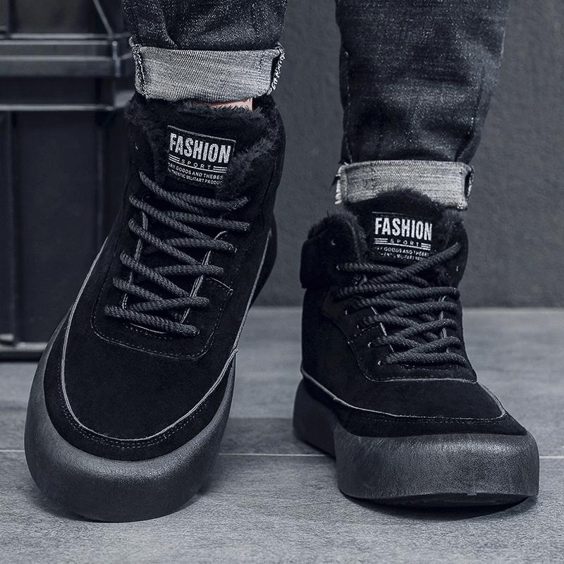 Velvet Warm Plus Winter Mens Fashion Trend High Top Cotton Shoes Snow Boots Casual Cotton Shoes 3946