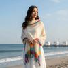 Rainbow-Border Summer Shawl Tasseled Beach Wrap Neck Wrap Sunscreen Sarong  Fashionistas