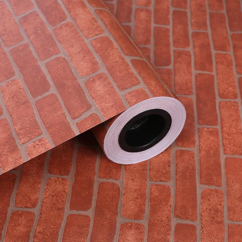 Chinese Style Retro Red Brick Wall Cover Bedroom Dining Room Background Water-Repellent Moisture-Proof Self-Adhesive Refurbished Film