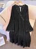 Plus Size Women's French Lace Dress, Long Sleeve, Waist-Cinched, Elegant and Slimming, Fits 130-300 Jin