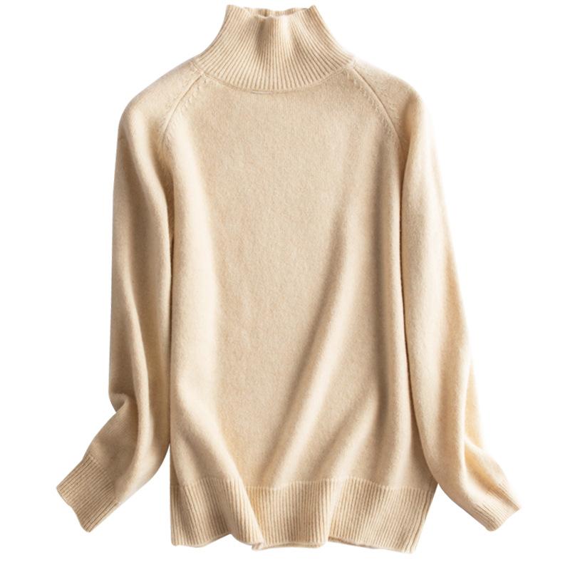 GMXIA Autumn and Winter Half-high Neck Pullover Jumper Female Inner Non-cashmere Long-sleeved Thickened Knitted Bottoming Shirt Loose Tops