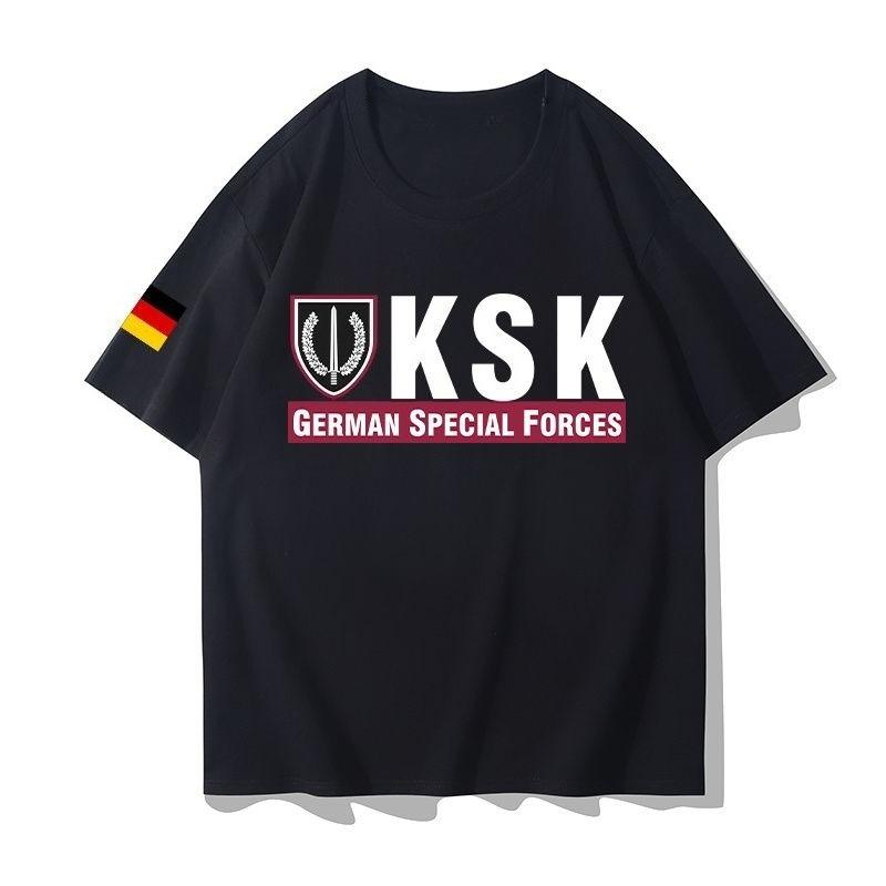 GerUnisexy Ksk GerUnisex Special Forces Tshirt Military Fan Military Style Tactical Casual Shortsleeved Top pure Cotton Tee Summer