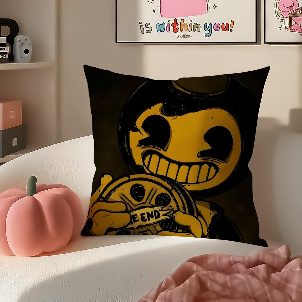 American Game BBendy and the Ink Machine Cushion Cover Pillowcase Short Plush Invisible Zipper Room Sofa Cushion Cover