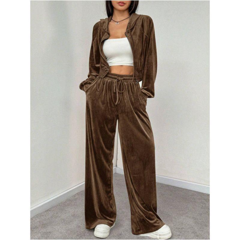 Womens Hooded Casual 2-Piece Set Slim Fit Long Sleeve Top Pants 2026 Lightweight Comfortable Outfit