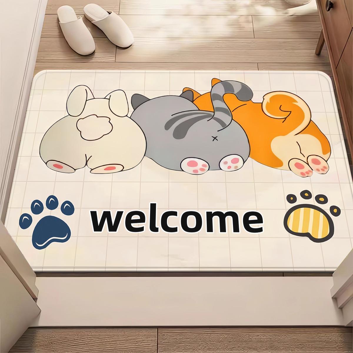 

1pc Cute Bunnies Welcome Doormat Non-Slip Absorbent Microfiber Rug for Bedroom Living Room Entryway Outdoor 40x60cm