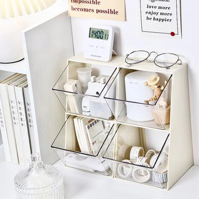 Shelf Organizer Desktop Storage Box Acrylic Transparent Desk Stationery Shelf Office Miscellaneous Sorting Box
