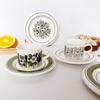 Medieval Flower Vanilla Ceramic Coffee Cup and Saucer Handle Retro Imitation Enamel Mugs Office Home Funny Water Drinkware