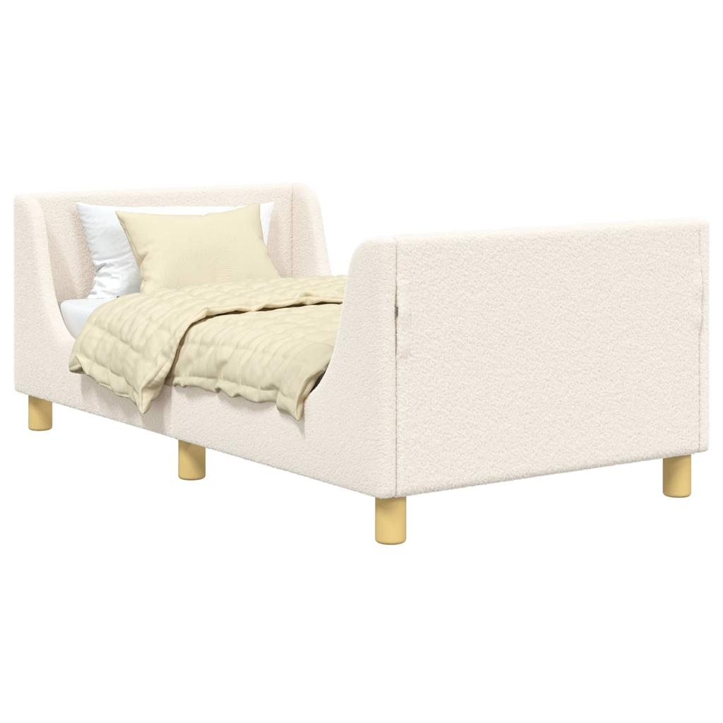 Children s Bed Frame with Headboard Cream 80 x 160 cm Boucle