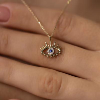 Auge Halskette für Damen Strassstein Anhänger Funkelndes Böses Auge Zierliche Halskette Schmuck für Date Party