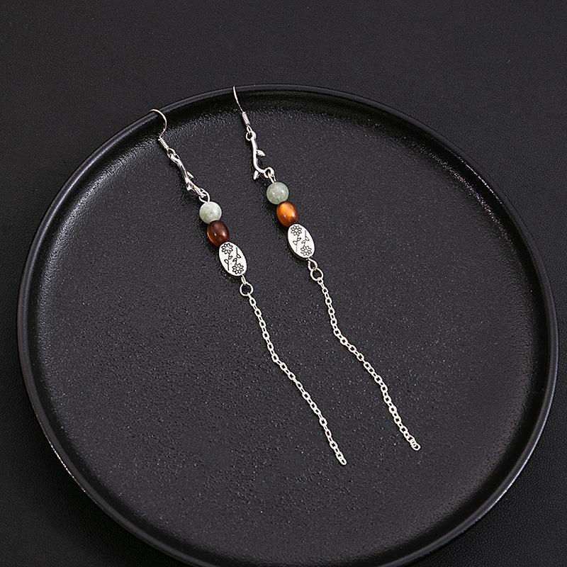 BLINGBAY Women's New Chinese Style Imitation Pearl Earrings Chinese Style Butterfly Drop-shaped Tassel Earrings Simple Hanfu Accessories Retro Jewelry