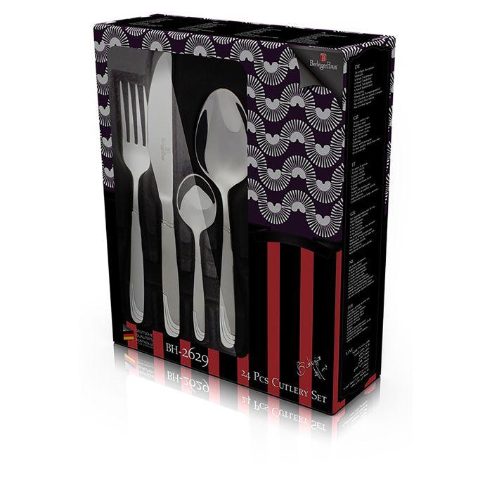 Ménagère 24-Piece Acier Inox. Finition Polie / Mat Couverts pour 6 Personnes Berlinger Haus Matt-Mirror Inox