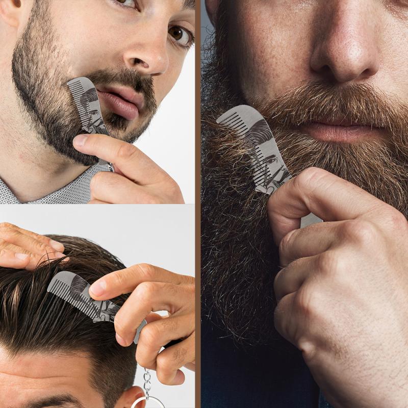 Stainless Steel Men'S Beard Comb Portable Mini Oil Head Comb For Barber Mustache Care Shaping Tools Pocket Size Hair Comb