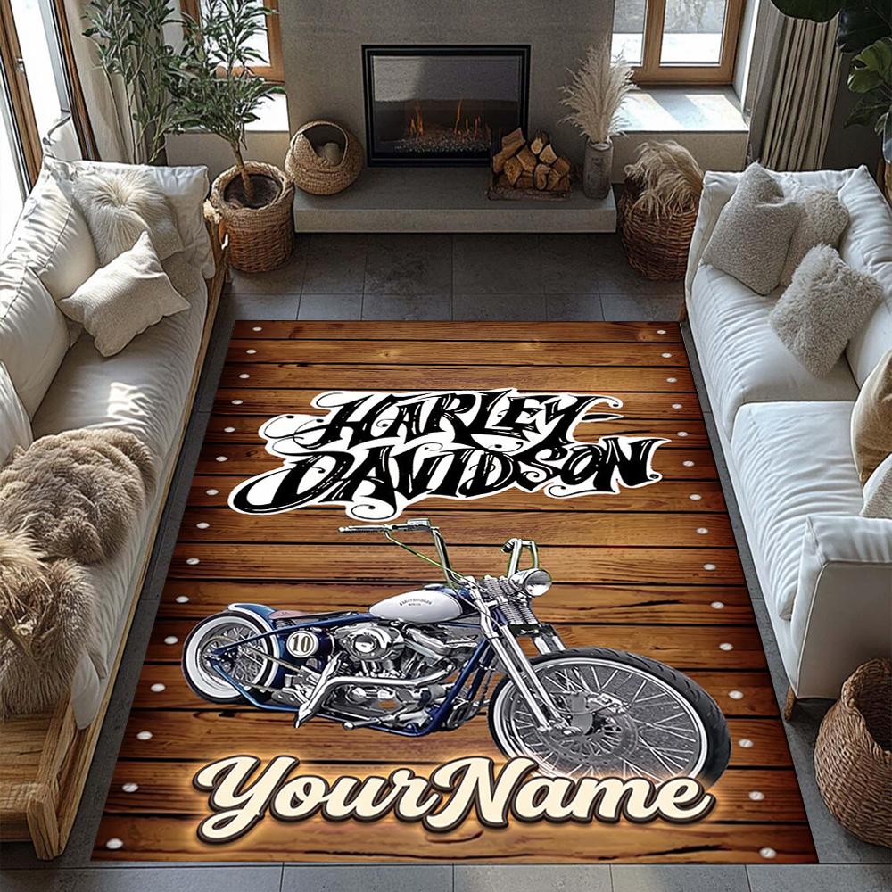 Harley-davidson Motorcycles Personalized Name Area Rug Perfect for Outdoor Bedrooms Foyer Living Rooms Anti-slip Rug Anime Office Decor