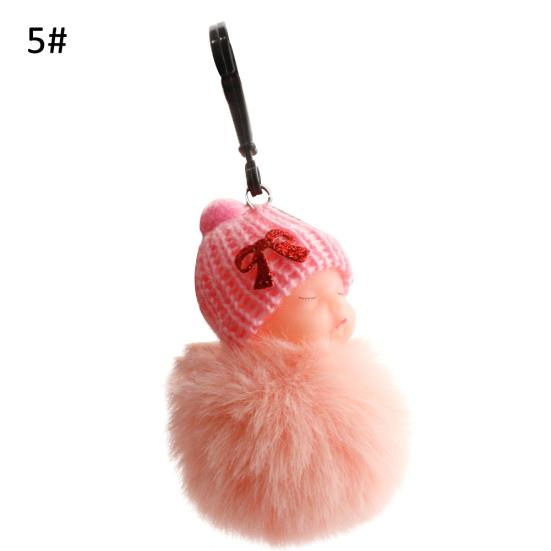 Bola de boneca de pelúcia fofa para bebê dormindo com laço fofo?Pingente?Porta-chaves