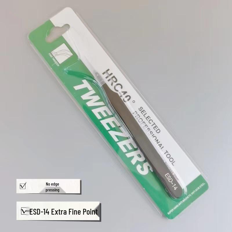 Black Anti-Static Stainless Steel Curved Tip Tweezers Set for Nail Art, Journaling, and Repairs