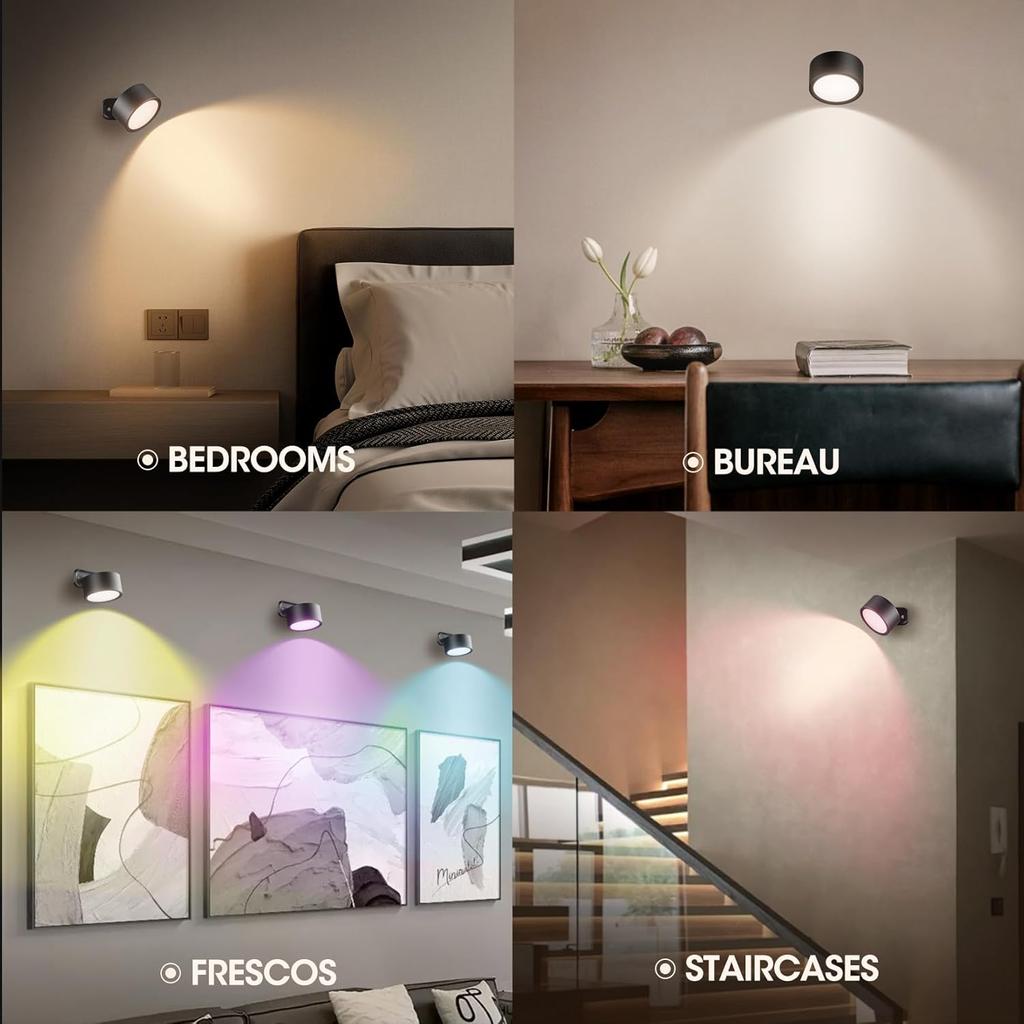 Led Wall Lamp with Remote 12 Models RGB Color Change Wall Light Touch Night Light 360° Rotation Magnetic Bedroom Bedside Lights