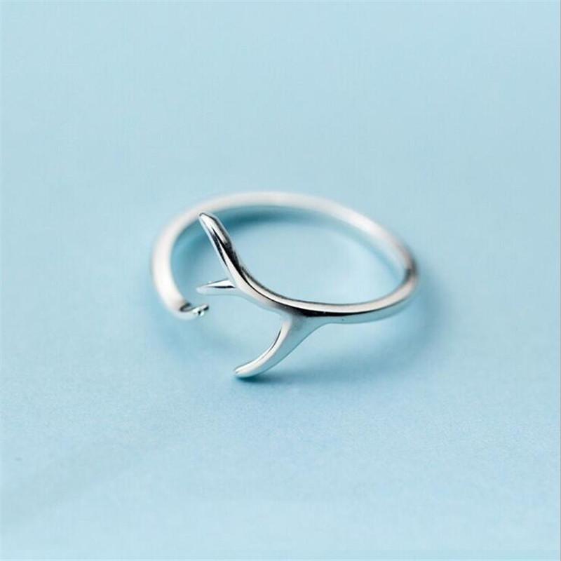 

Fashion Antlers Smooth Temperament 925 Sterling Silver Jewelry Personality Geometric Branches Simple Opening Rings TYB002 срібний