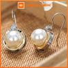 Huitan Vintage Style Women Drop Earrings Imitation Pearl Two Tone Party Accessories Inlaid Shining Cubic Zirconia Chic Jewelry