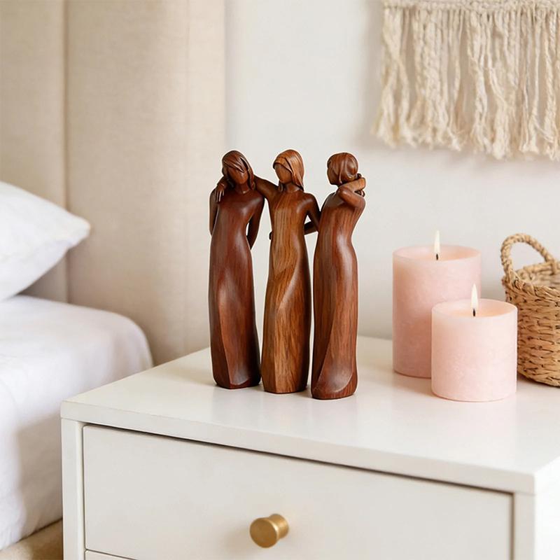 Natural Texture Sculpture Sisters By My Side Resin Figurine Hand-Painted Friendship Sculpture Friend Sister Birthday For Women