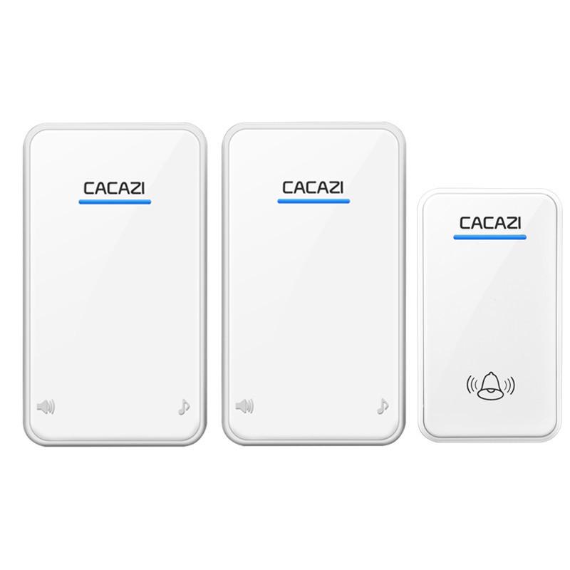 Wireless Waterproof Home Doorbell, Battery & DC Powered, No Plug-in, One Transmitter & Two Receivers