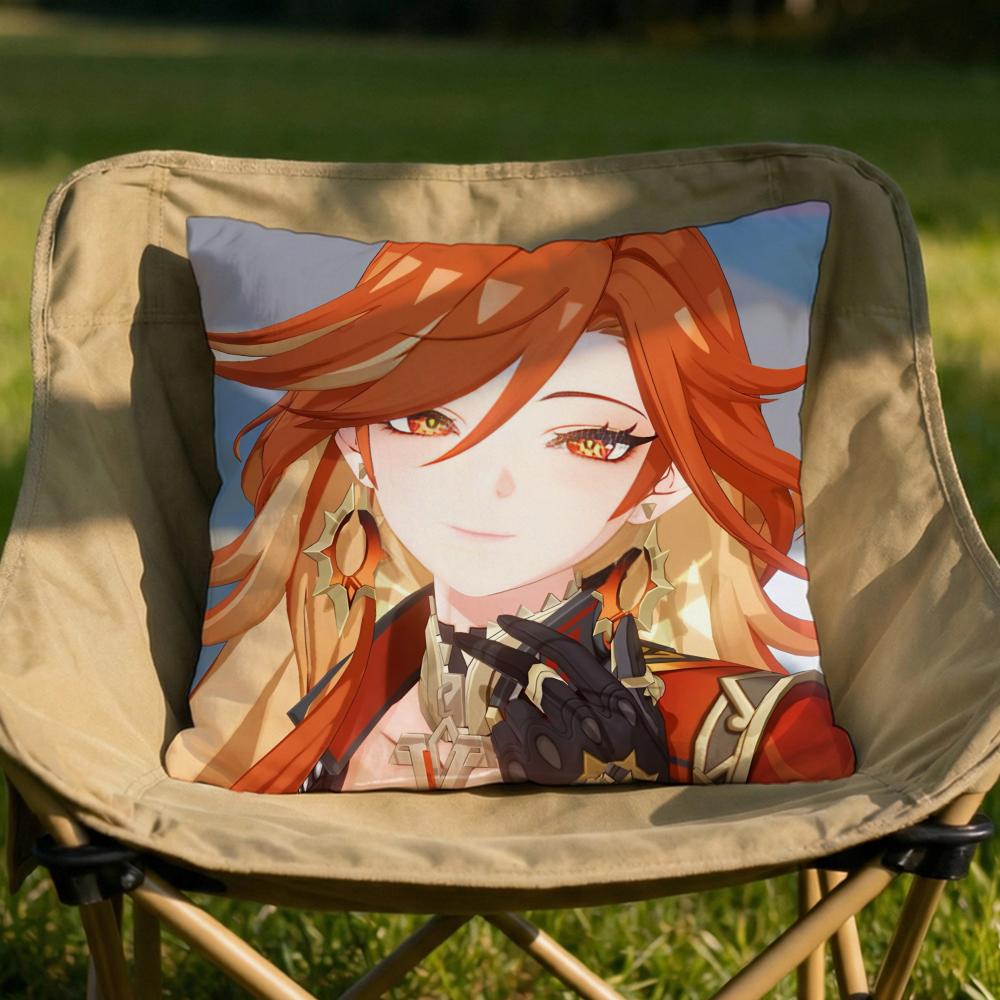 Genshin Impact Mavuika Cushion Cover Soft Reversible Durable Pillow Cover MultiScene Use for Home Car Daily Comfort