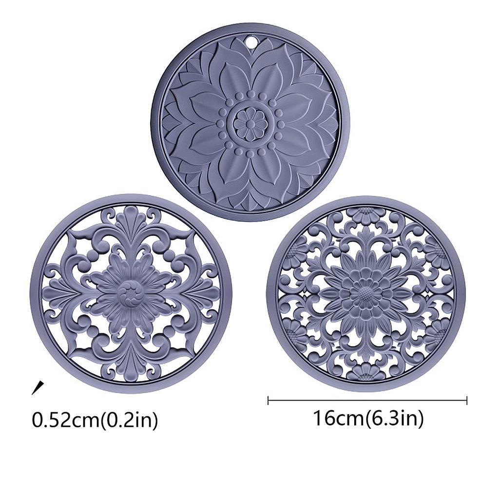 3 adet/set Yeni Çin Tarzı Kesme Silikon Bardak Altlığı Dairesel Yalıtım Pedi Su Filtresi Pedi Yanmaz Mat Mutfak Aksesuarı