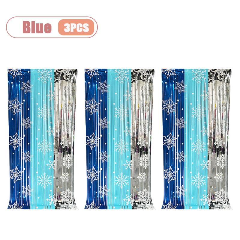 1-10PCS Christmas Snowflake Tassel Curtain Shimmering Foil Backdrop Sparkling Decor for Party Wedding Stage and Photography Prop