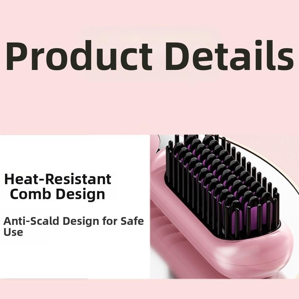 Negative Ions Portable Hair Comb USB Charging Hair Straightener Brush Heating Comb  Gift Women