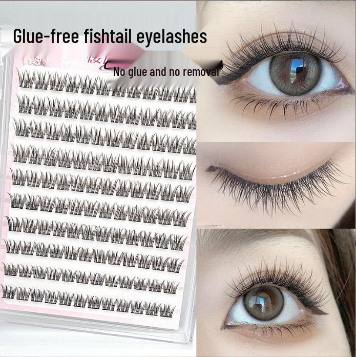 Ying Lier Natural Cluster Fox-Eye Eyelashes - Beginner-Friendly and Glue-Free