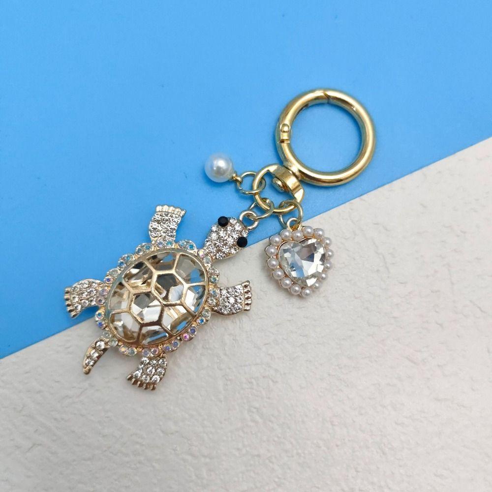 Rhinestone Marine Turtle Pendant Imitation Pearl Ocean Hanging Pendant Turtle Keychain  Bag Pendant