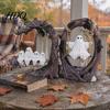 Decorative Figurine for Fireplace Ghost On Tree Swing Halloween Decor, Resin Spooky with Vintage Gothic Ornament Bookshelf Base, Festive Party