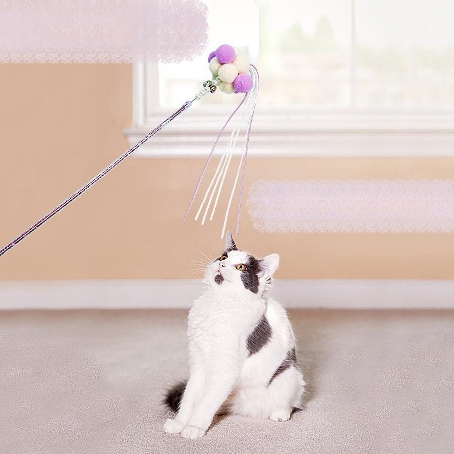 Cat Toy Fairy Cat Teaser Stick Bell Feather Long Pole Cat Toy Cat Self-pleasure Toy Pet Toy