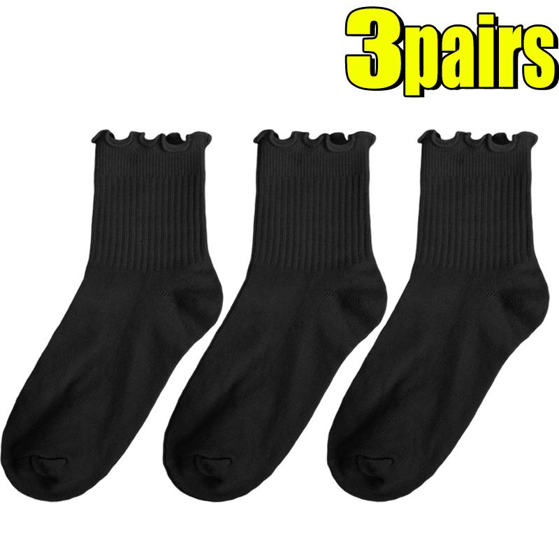 2-20pcs Women Spring and Autumn Stocking Pure Cotton Edge Stacked Socks Ins Trendy White Non Legging Sweating Socks