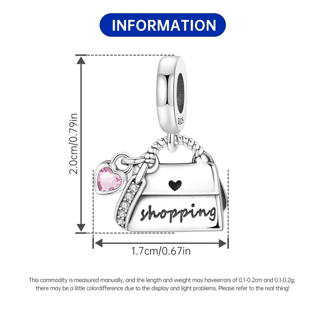 Copper Shopping Bag Original Pendants Bracelet Charms Jewelry Party Beads Diy Trendy Gifts