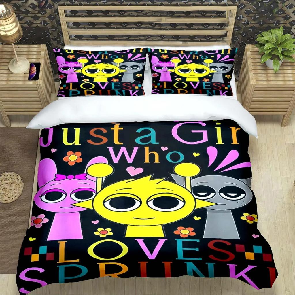 2026 NEW Teens Gifts Duvet Cover Set Game Sprunki Cartoon Bedding Set Quilt Cover Skin-friendly and Breathable for Bedroom Home