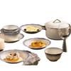 Luxury Azure Floral Ceramic Soup Bowl with Lace Edge