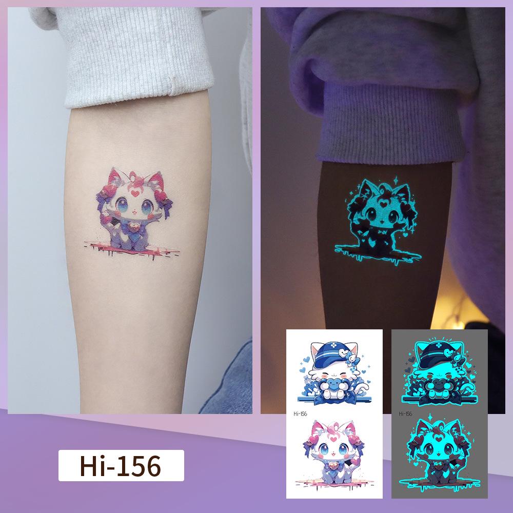 Rikalong Blaue Leuchtende Tattoo-Aufkleber: Niedliche Tierdesigns für Haustiere & Festivals