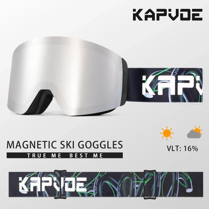 Gafas de Esquí Adaptables Luz Roja Azul para Hombres y Mujeres Gafas de Esquí Activas Antivaho Gafas de Esquí Magnéticas Protección UV Protección 400 Gafas de Nieve