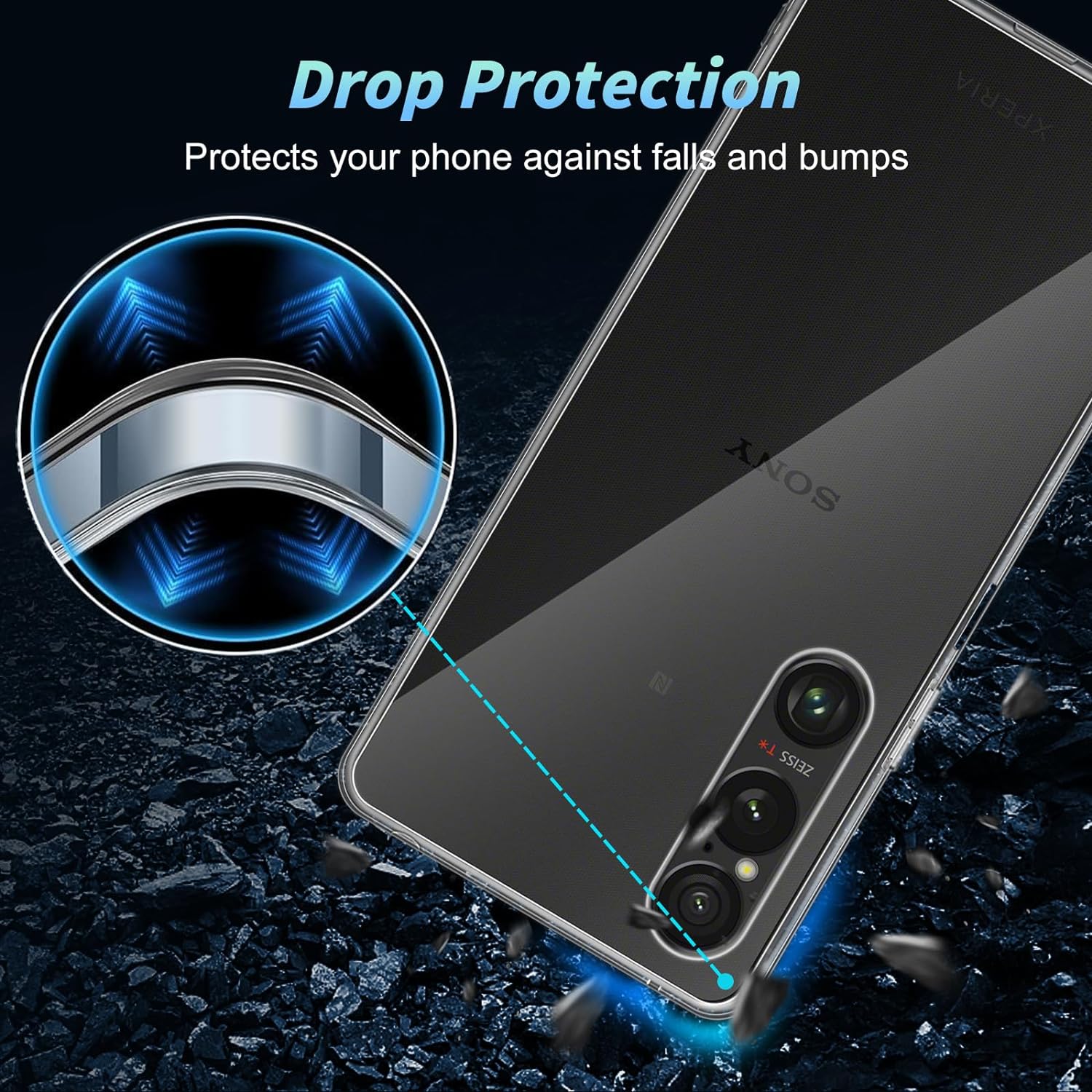 

For Sony Xperia 1 VI Case TPU Phone Protective Cover with 2PCS Tempered Glass Film A