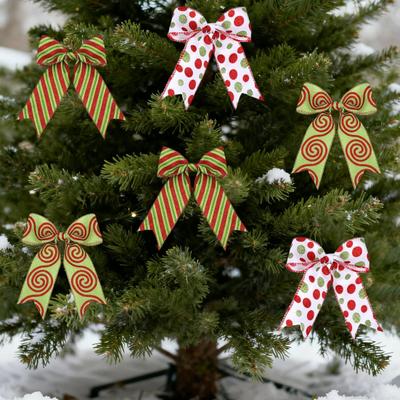 5 Yard Yılbaşı Tellerli Kurdele 2,48" Kırmızı Yeşil Puantiyeli/Çizgili/Sarmal Yılbaşı Paketleme Kurdelesi Noel Ağacı Çelenk Fiyonk Hediye Paketleme Kendin Yap El Sanatları İçin