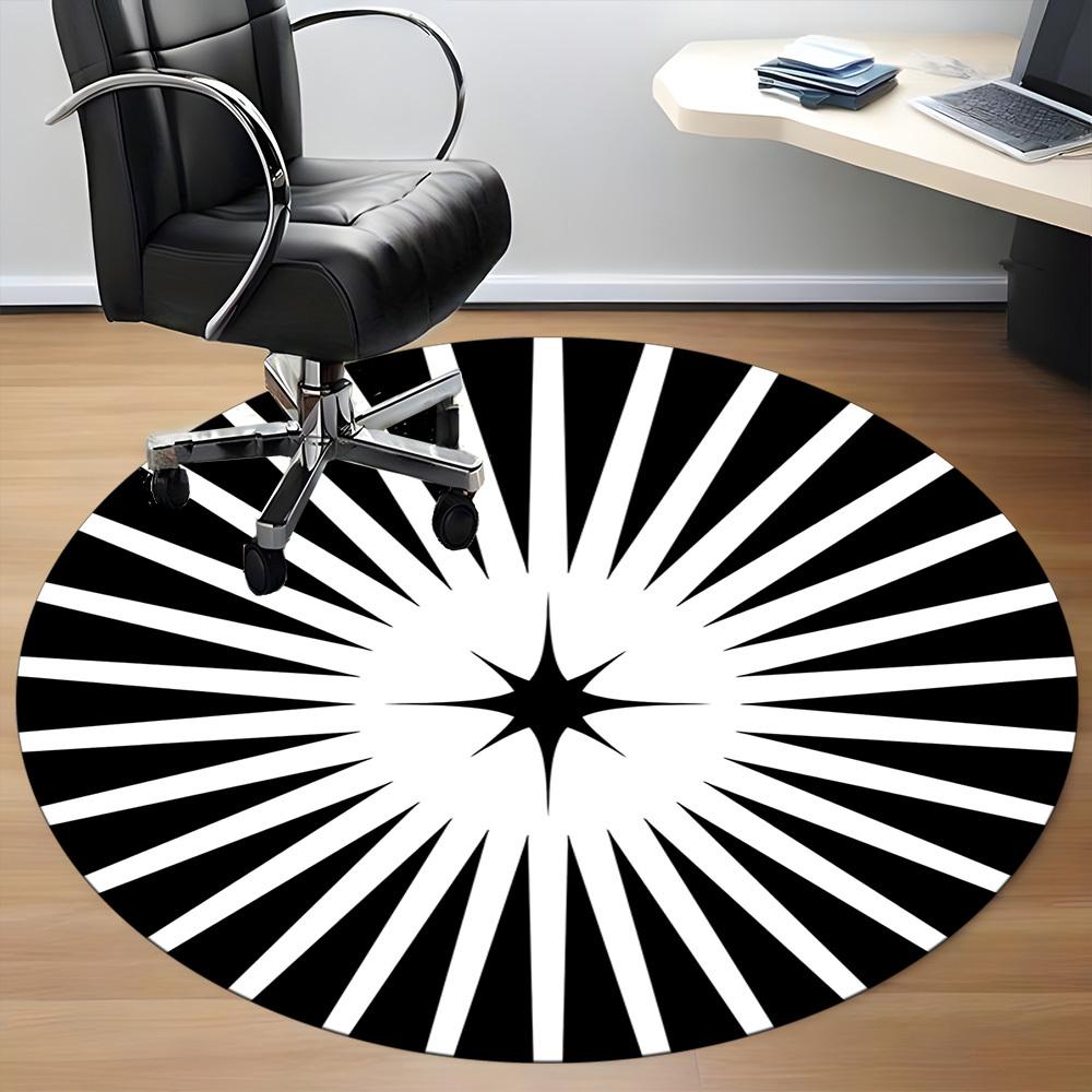 1pc Sunburst Pattern Office Round Area Rug,  Mat Suitable For Office, Under Office Chairs Bedroom Living Room Home Decor, Room Deco