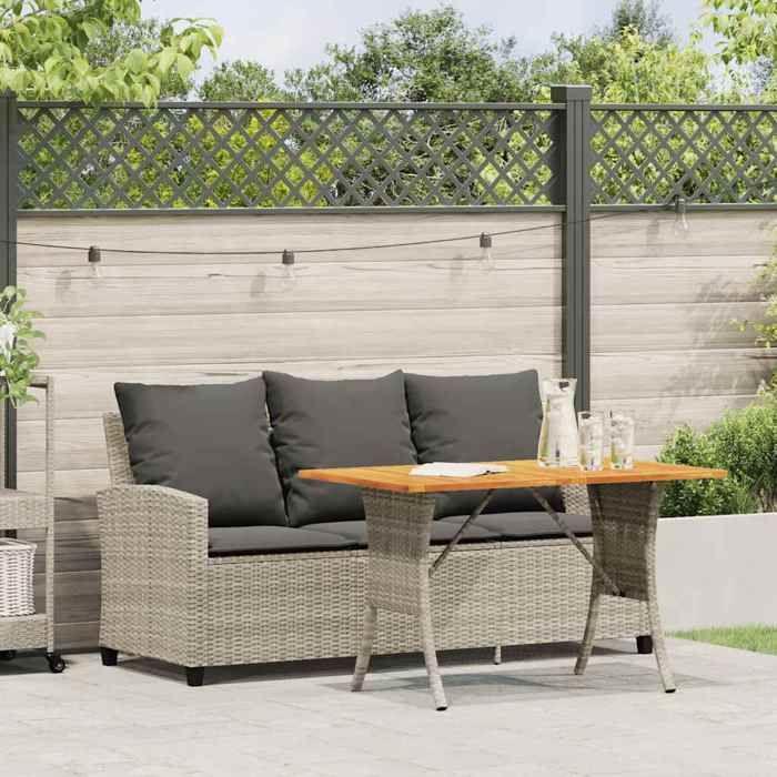 VidaXL Canapé de jardin 3places coussins et table gris clair polyrotin, canapé d'extérieur, canapé de jardin 3 places, 4103859