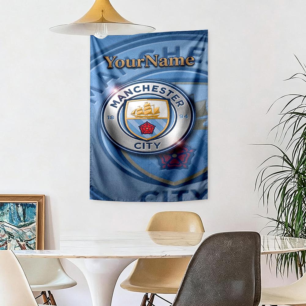 Manchester City Benutzerdefinierte Ihr Name Wanddekoration Wandteppich Kunst Für Haustier-Gedenken Geburtstag Hochzeitsparty Kulisse Familien Geschenk