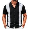 V Neck Shirts Short for Men Sleeve Button Down Polo Shirt Summer Beach Knitted Casual Shirt Tops Men's Breathable Lightweight Vacation Vintage Shirts
