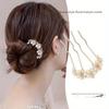 Elegant Golden Floral Hairpin Comb with Imitation & Upturned Design for Women - Vintage Style Alloy Hair Accessory