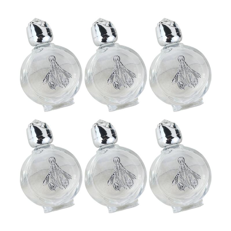 6Pcs 15ml Crystals Glass Holys Water Water Bottles Round Shape Silver Color Portable Travel
