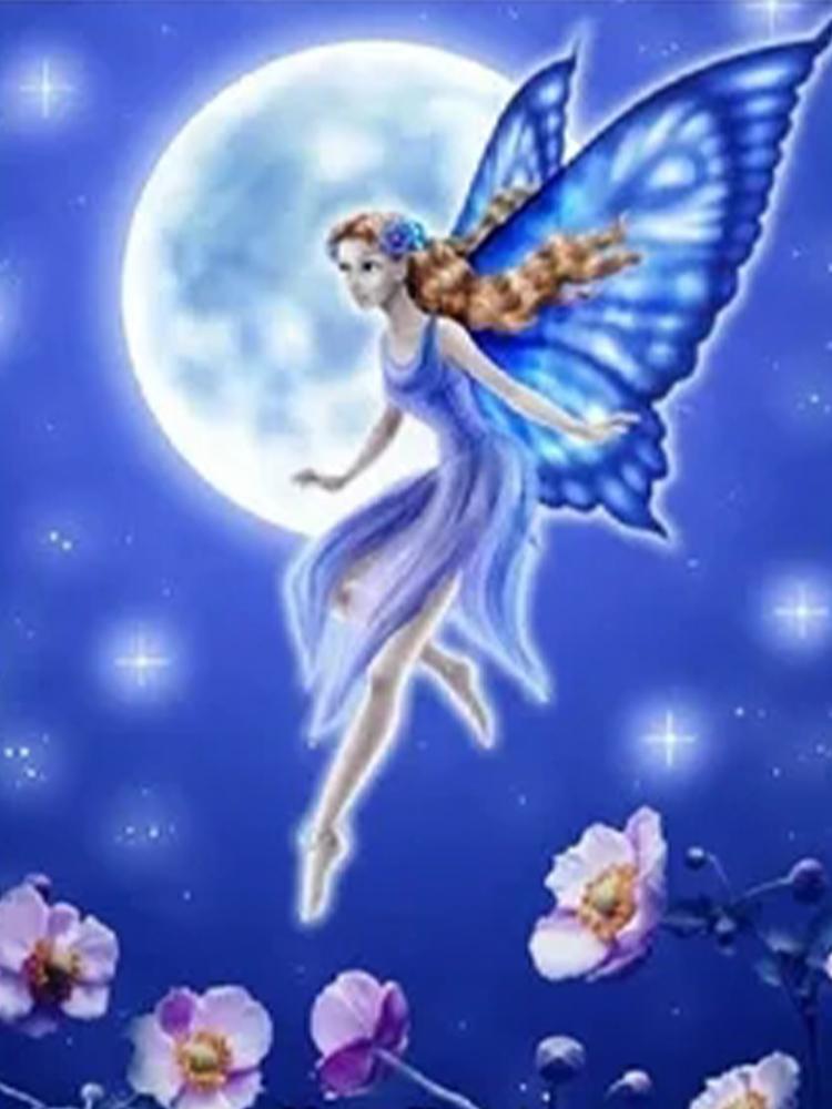 5D Diamond Art Elf Dust Moon Full Diamond DIY Diamond Painting Butterfly Girl Mosaic Picture Crystal Embroidery Character Art