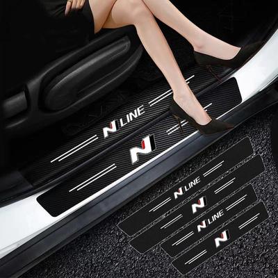 Carbon Fiber Bildekal Skyddsremsa Auto Dörrtröskel Vattentät Skyddsfilm För Hyundai N LINE i30 i20 Sonata Accent Tucson Elantra