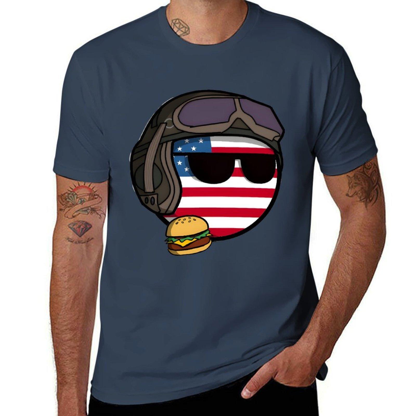 Usaball And Hamberger Tshirt Modern Print Casual Tshirt S